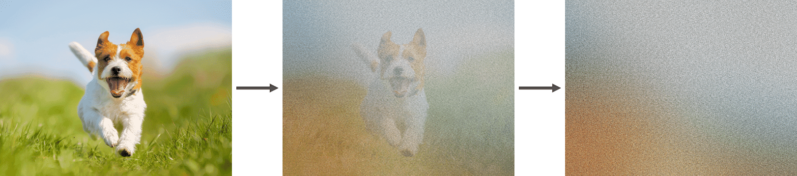 Graphic showing an image with more and more static introduced to the image.