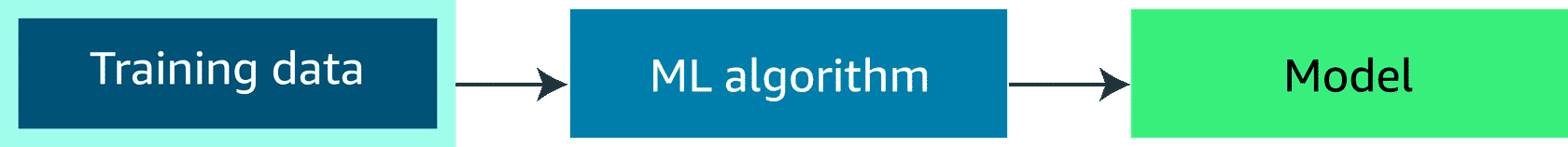 Process of building a machine learning model, starting with training data.